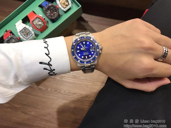 ROLEX勞力士 水鬼系列 全自動機械機芯 鍍膜玻璃 三珠鋼帶保險扣 男士腕表  wssb4691
